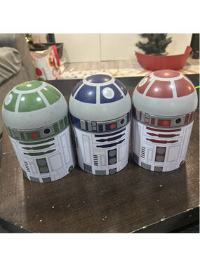 Star Wars R2-D2 Metal Storage Containers Lot Of 3 - 7.5" x 4" - Underground Toys